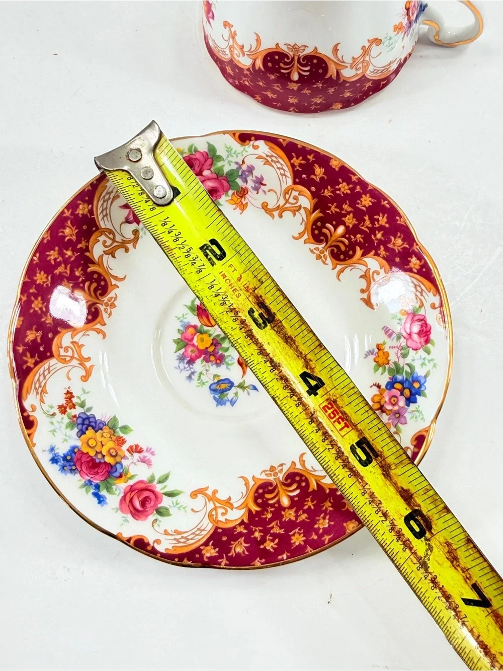 Vintage Paragon Rockingham Fine Bone China Tea Cup & Saucer Set Red Flower Bird